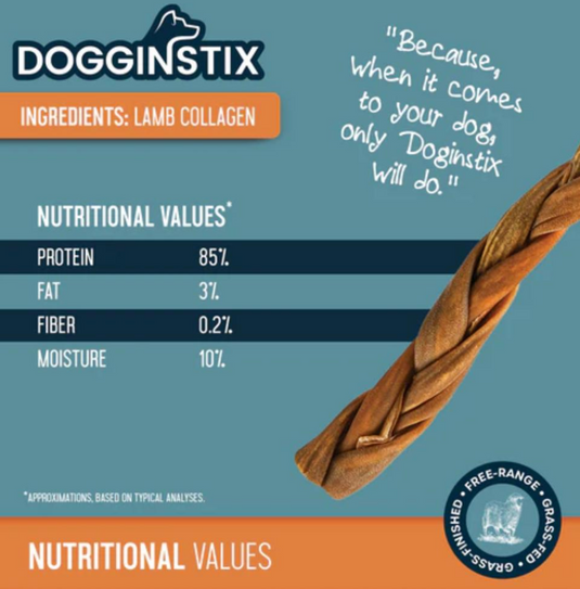 Dogginstix Braided Lamb Collagen 12''