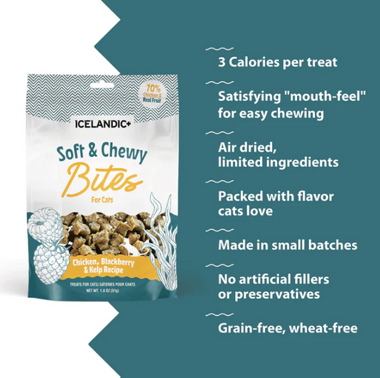 Icelandic+ Cat Soft & Chewy Bites Chicken & Blackberry 1.8oz
