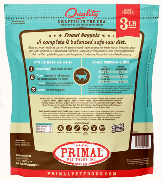 Primal Cat Raw Chicken/Salmon Nuggets 3lb