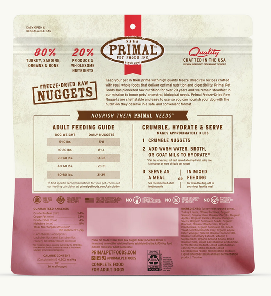 Primal Dog Freeze-dried Turkey & Sardine