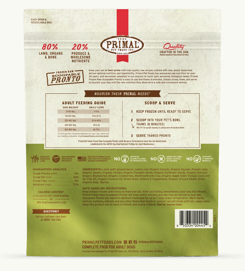 Load image into Gallery viewer, Primal Pronto Raw Lamb 4lb
