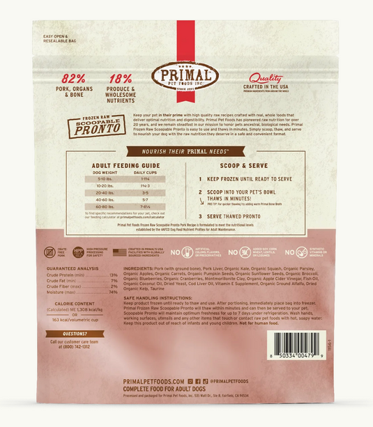 Primal Pronto Raw Pork 4lb