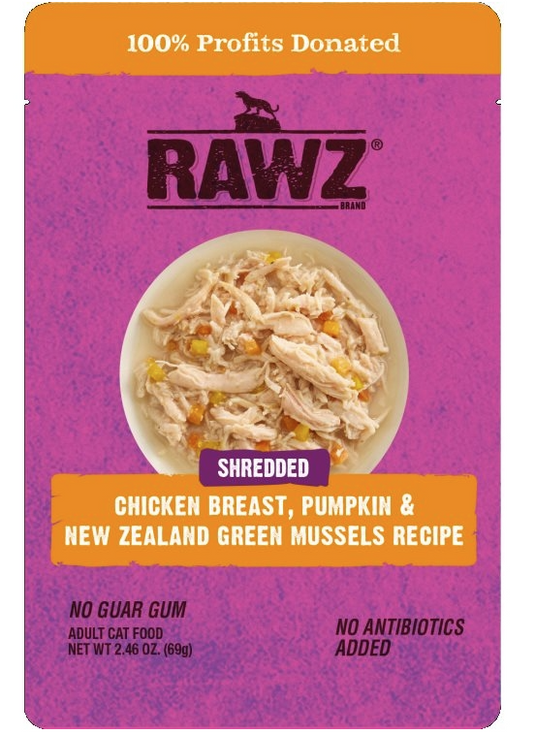 Rawz Cat Shredded Chicken Breast, Pumpkin & Green Mussel 2.46oz