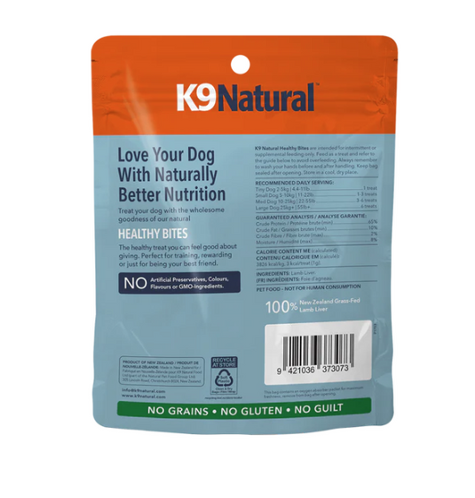 K9 Natural Lamb Liver Healthy Bites Treats 50g