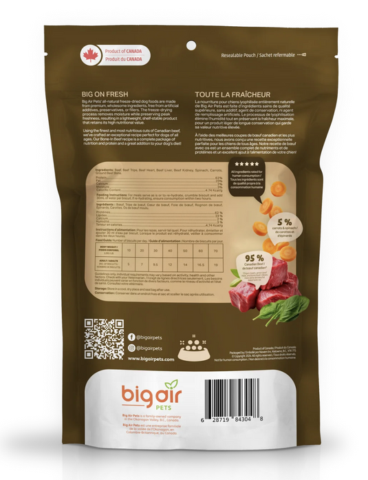 Big Air Pets Freeze Dried Raw Bone-In Beef 454g