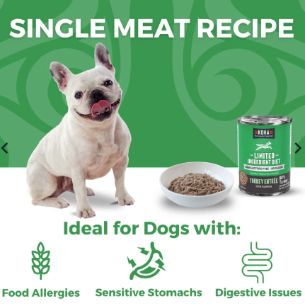 KOHA Limited Ingredient Diet Turkey Pate Entrée for Dogs 369g