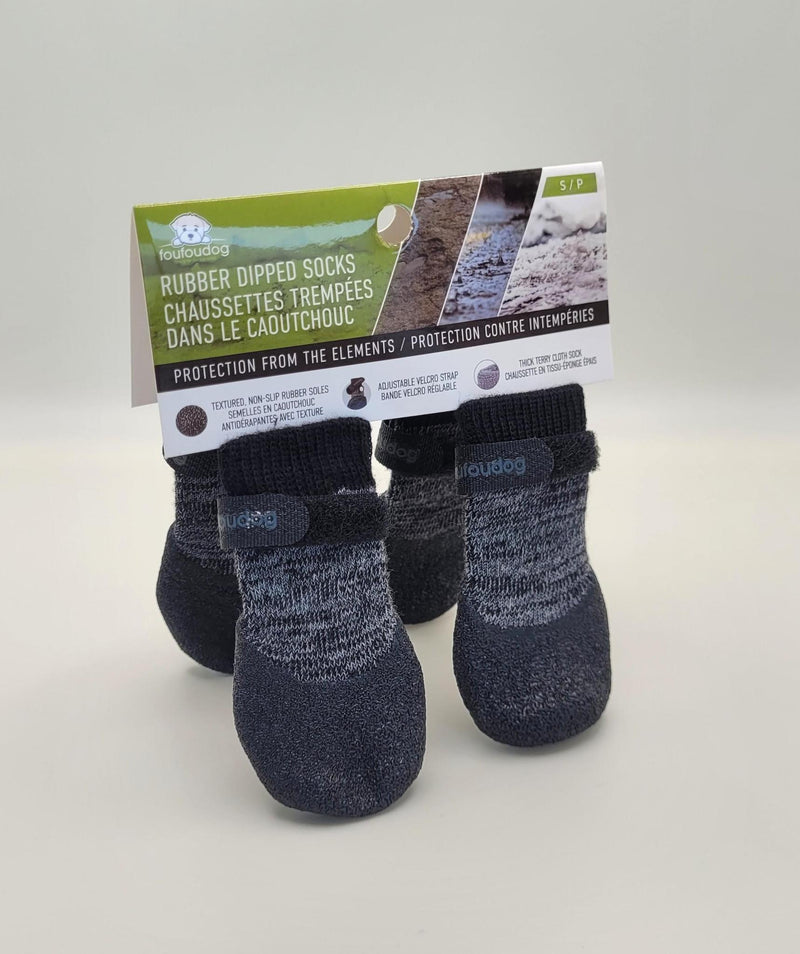 Load image into Gallery viewer, Foufou Heritage Rubber Dipped Socks Black
