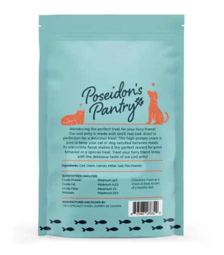 Load image into Gallery viewer, Poseidon’s Pantry Cod Jerky Treats 3 oz
