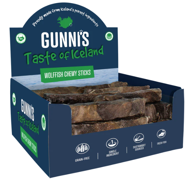Load image into Gallery viewer, Gunnis Wolffish Skin Chewy Stick 8&quot;
