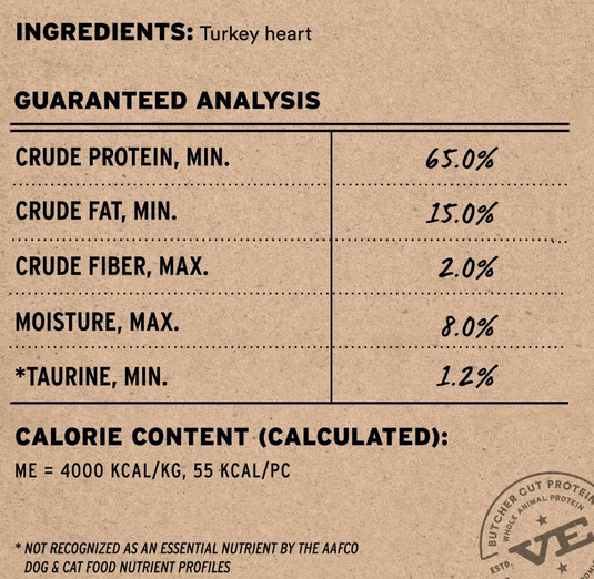 Vital Essentials Freeze-Dried Raw Turkey Hearts 1.6oz