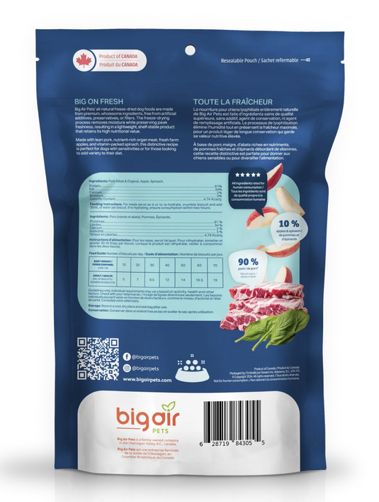 Big Air Pets Freeze Dried Raw Pork & Apples 454g