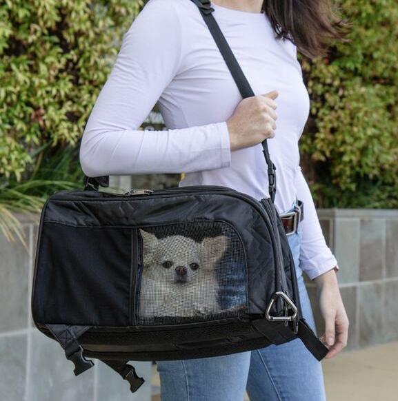 Load image into Gallery viewer, Sherpa Deluxe Convertible Pet Carrier &amp; Backpack Black Medium - Discover Dogs
