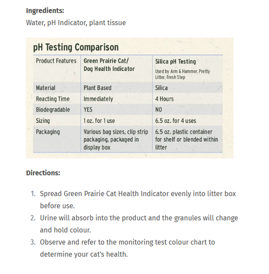 Green Prairie Cat Health Indicator pH Testing 20g