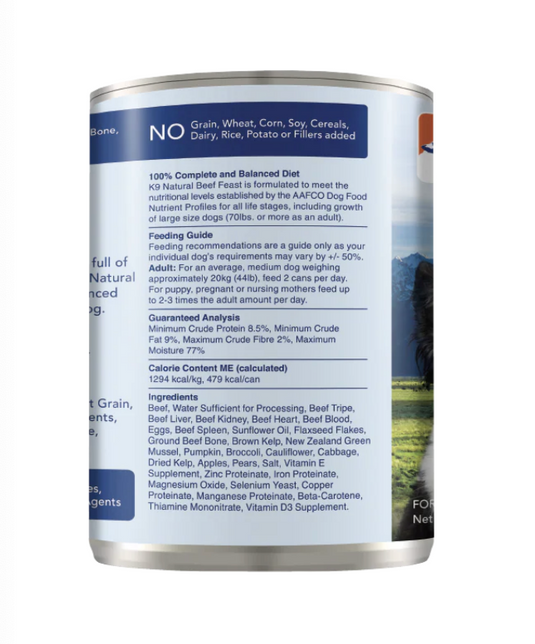 K9 Natural Beef Can 370g