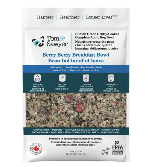 Tom & Sawyer Dog Gently Cooked Berry Beefy Breakfast Bowl 454g