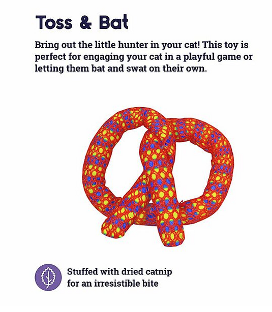 Petstages Catnip Plaque Away Pretzel Orange