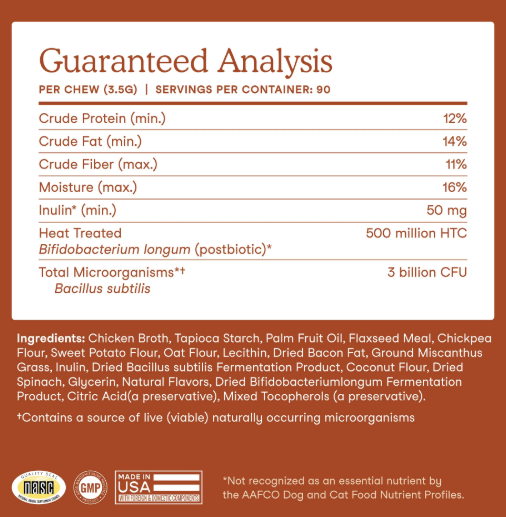 Fera Pet Organics Probiotic Soft Chews for Dogs 90ct