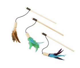 Cork & Feather Teaser Wand Toy Assorted