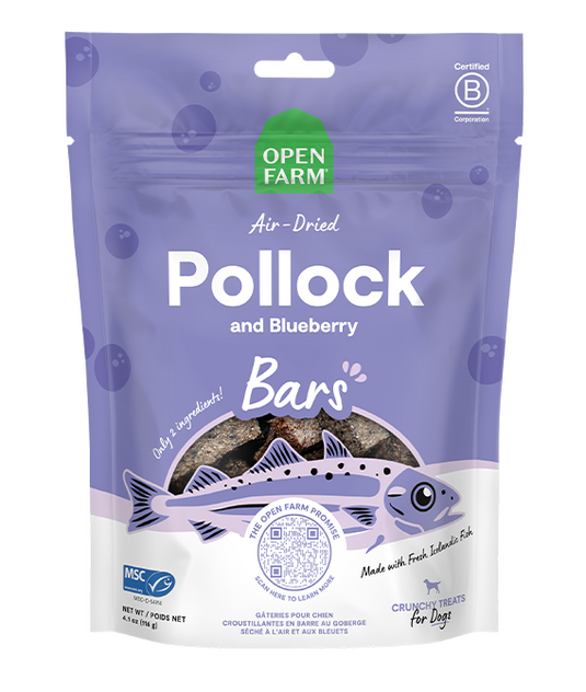 Open Farm Air-Dried Pollock & Blueberry Bars 4.1oz