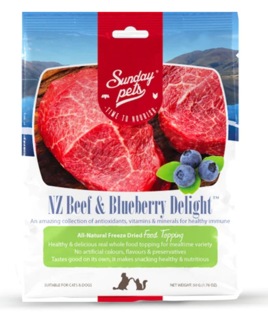 Sunday Pets Beef & Blueberry Delight FD Treats 1.76oz