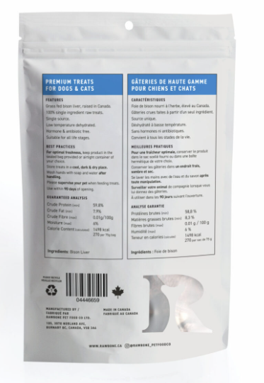 Rawbone Pet Food Co Bison Liver Krisps 65g
