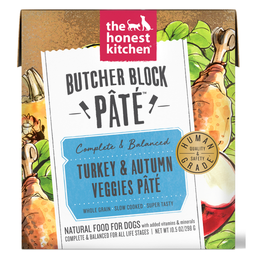 Honest Kitchen Butcher Block Pate for Dogs Turkey & Autumn Veggies  10.5oz