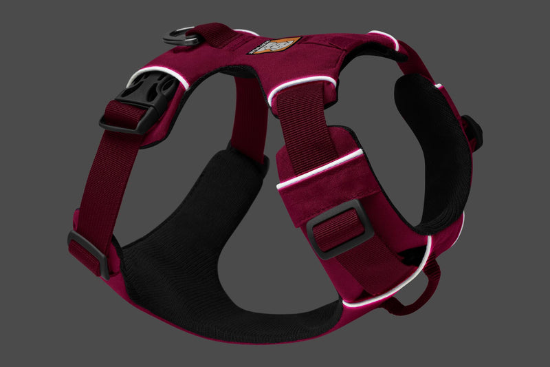 Load image into Gallery viewer, Ruffwear Front Range Harness Hibiscus Pink - Reflective piping shown in night view
