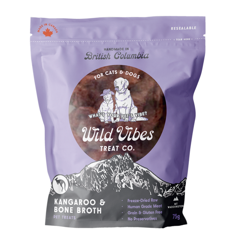 Load image into Gallery viewer, Wild Vibes Kangaroo and Bone Broth Treats 75g
